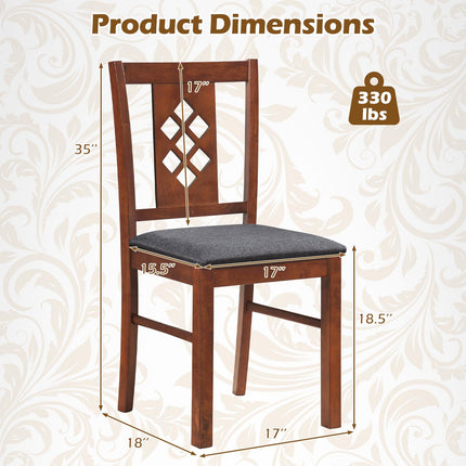 Dreamade Wooden Upholstered Kitchen Chair with Elegant Diamond Back (2/4)