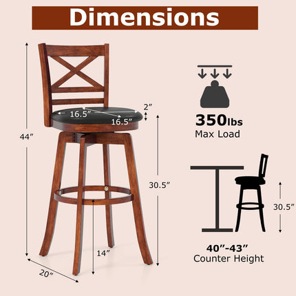 Dreamade 30.5 Inch Bar Height Chairs Stools Set of 2/4 with PU Faux Leather Upholstered Seat