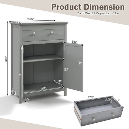 Dreamade Bathroom Storage Cabinet with Drawer - Floor Cabinet with Doors, Adjustable Shelf