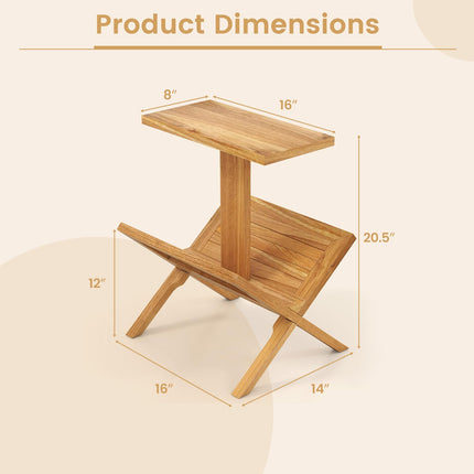 Dreamade Side Table Teak Wood Set of 1/2 2-Tier Sofa Couch End Table