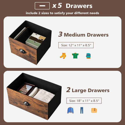 Dreamade Dresser for Bedroom, Chest of Drawers with Wood Top Retro Storage Cabinet