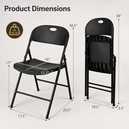 Dreamade Plastic Folding Chair | Portable Stackable Commercial Seats with Ergonomic Backrest