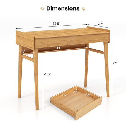 39.5" Bamboo Home Office Desk - Dreamade