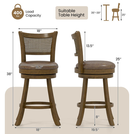 Dreamade 25" Swivel Bar Stools Set of 2/4 with Footrest & Rubber Wood Frame