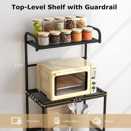 Dreamade Bakers Rack, 4-Tier Microwave Oven Stand, Kitchen Storage Rack with Mesh Wire Metal Shelves