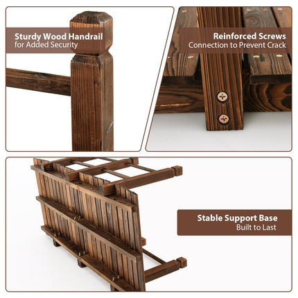 Dreamade 5 ft Garden Bridge - Stained Wood Arc Footbridge Walkway