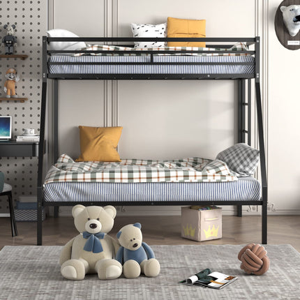 Dreamade Metal Bunk Bed, Twin Over Full Size Bed w/ Removable Ladder & Steel Slats Support