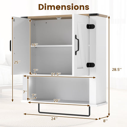 Dreamade Above Toilet Bathroom Wall Cabinet with Towel Bar