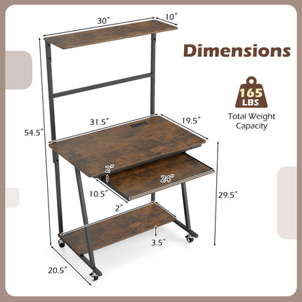 Dreamade 31.5" Small Computer Desk with Charging Station & LED Lights