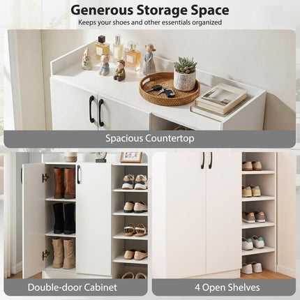 Dreamade Wooden Shoe Storage Organizer w/2 Doors for Entryway