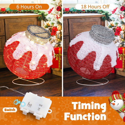 Dreamade Indoor Outdoor Christmas Decoration, Pop-Up Christmas Ball Ornament with 80 LED Lights and Timer,