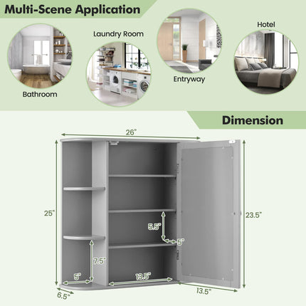Dreamade Mirrored Bathroom Medicine Cabinet - Wall Mounted Bathroom Hanging Cabinet with Single Door
