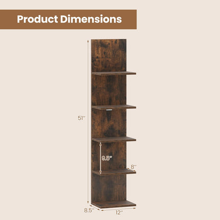 Dreamade 5-Tier Wall Mounted Shelf Unit with Wood Grain