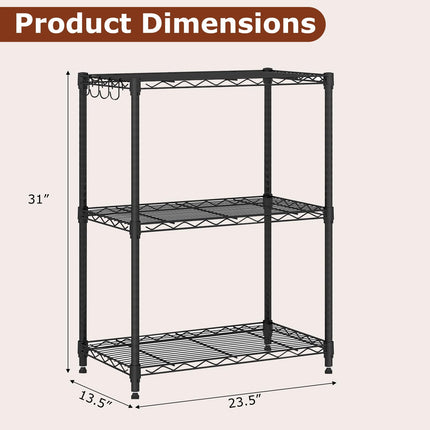 Dreamade Storage Shelves Adjustable Wire Shelf Rack w/4 Removable Hooks