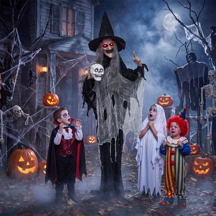 DREAMADE 6.3 FT Animatronic Halloween Life-Size Talking Witch Decor
