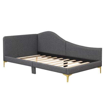 Dreamade Upholstered Daybed, Rivet-Tufted Platform Bed with Headboard