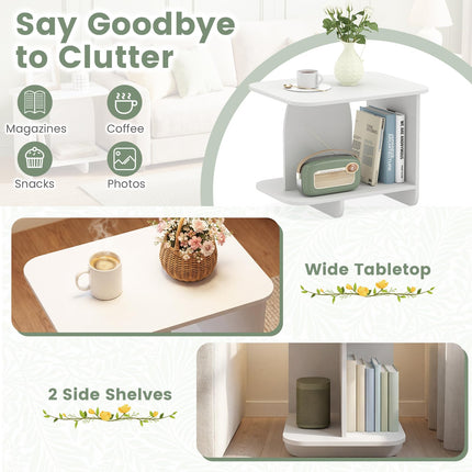 Dreamade 2-Tier End Table with Open Storage Shelf