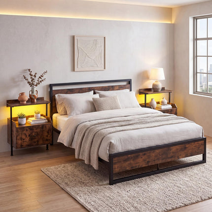 Dreamade Nightstand w/Charging Station & LED Light (1/2)