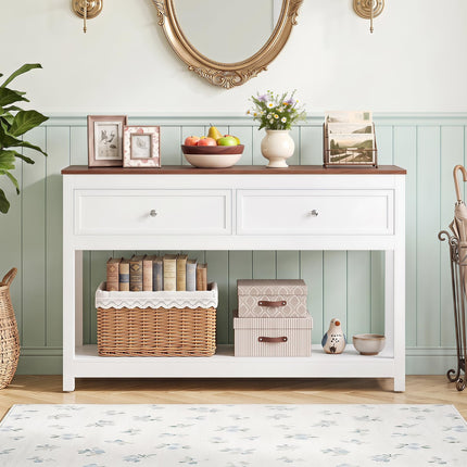 Dreamade 47" Farmhouse Console Table with 2 Drawers Storage