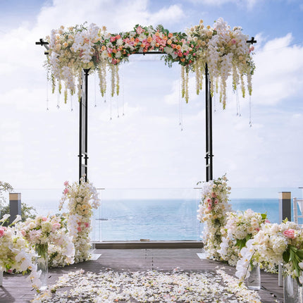 Dreamade Garden Arch Trellis, Wedding Arbor for Ceremony Party, 79''W x 81''H, Metal Garden Arbor for Climbing Plants Rose