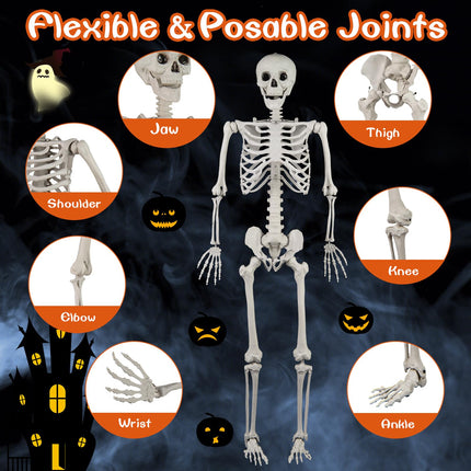 DREAMADE 5.4 FT Life-Size Halloween Skeleton | 7 Movable Joints for Custom Poses