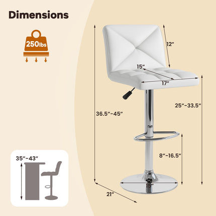 Dreamade Bar Stools Set of 2/4, Modern PU Leather Swivel Counter Height Bar Stools with Back