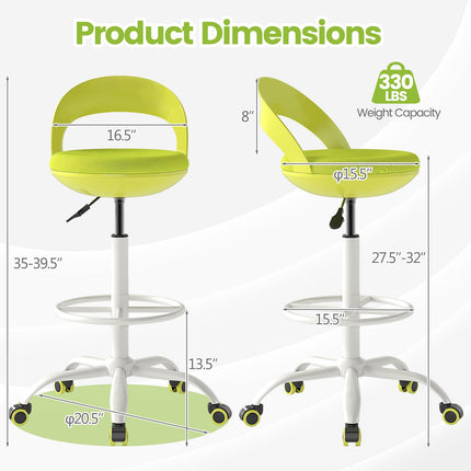 Dreamade Drafting Chair with Back Ergonomic Rolling Stool with Footrest