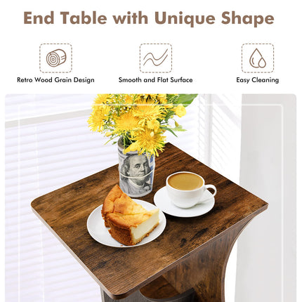 Dreamade End Table, 2 Tier Side Table, Sofa Couch Table for Small Space