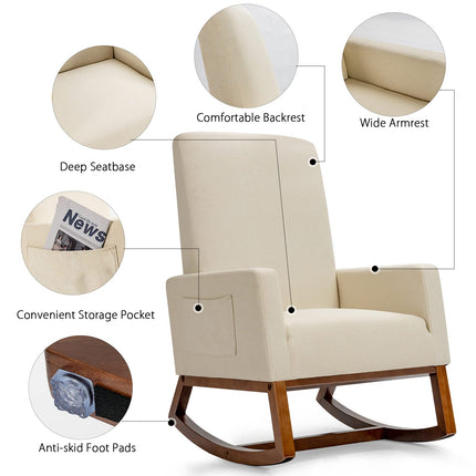 Dreamade Rocking Chair Upholstered Living Room Chair