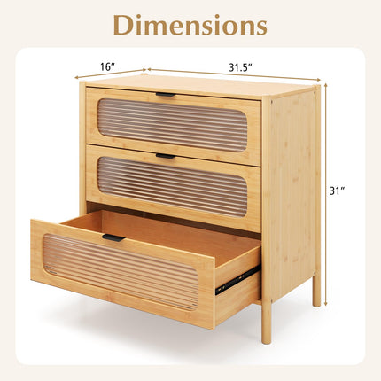 Dreamade Bamboo 3-Drawer Storage Cabinet