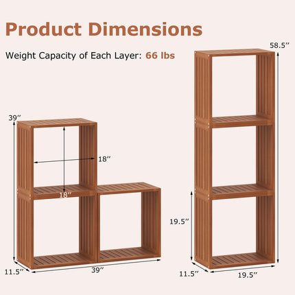 Dreamade 3/6 Cube Bookcase Solid Wood Stacking Storage Organizers w/Open Slatted Design