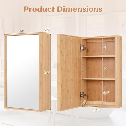 Dreamade Medicine Cabinet Mirror, Bathroom Wall Cabinet with Reversible Single Door, 2 Adjustable Shelves