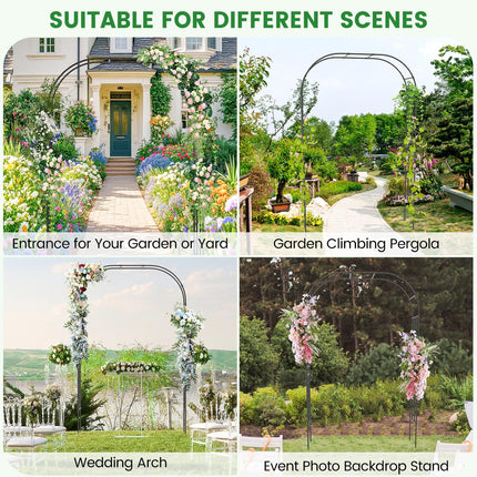 Dreamade Garden Arch Trellis, 60''W x 95''H Metal Arbor with Corrugated PE-Coated Steel Tubes for Climbing Plants Roses Ivy