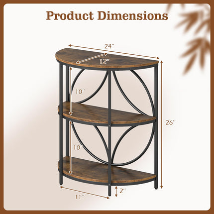 Dreamade Half Round End Table 3-Tier Narrow Side Table(1/2)