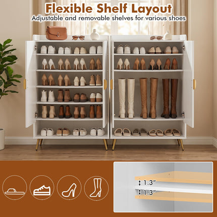 Dreamade 7-Tier Wooden Shoe Storage Cabinet w/Doors