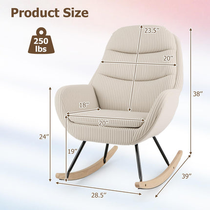 Dreamade Upholstered Rocking Chair Nursery Glider Rocker with Padded Backrest and Seat