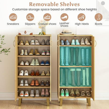 Dreamade 6-Tier Modern Freestanding Wooden Shoe Cabinet with Doors and Removable Shelves
