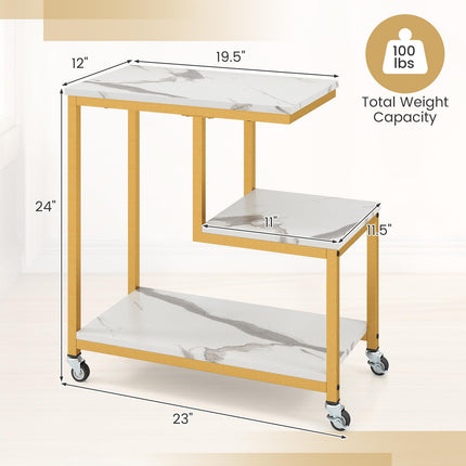 Dreamade 3 Tier Side Table with Wheels for Living Room Bedroom Office