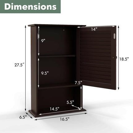 Dreamade Bathroom Wall Mount Cabinet - Over The Toilet Storage Organizer with Single Door and Adjustable Shel