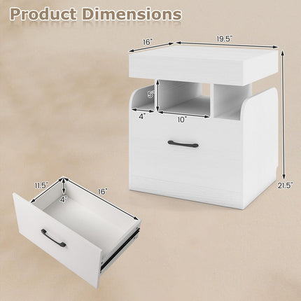 Dreamade Nightstand with Charging Station Modern Bedside Table for Living Room Bedroom Office