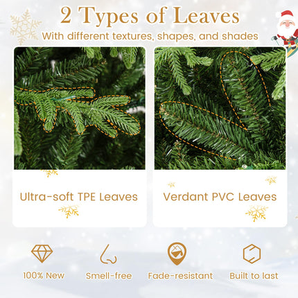 Dreamade Pre-Lit Artificial Christmas Tree with PVC & Soft TPE Branch Tips & Foldable Metal Stand