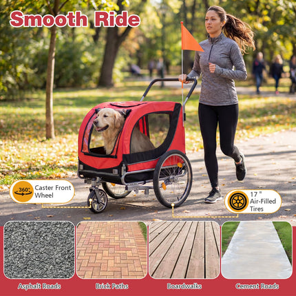 Dreamade 2-in-1 Dog Bike Trailer & Pet Stroller for Large Dogs PVC Rain Cover 176 lbs Capacity