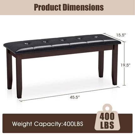 Dreamade Button-Tufted Dining Bench, 45.5” PU Leather Upholstered Bench w/Loads 400 Lbs