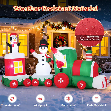 Dreamade 11.5 Ft Christmas Inflatable Train with Santa Snowman Penguin