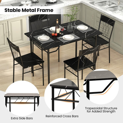 Dreamade Dining Table Set for 4, 5-Piece Breakfast Nook with Kitchen Table, 4 Dining Chairs