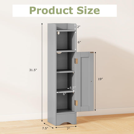 Dreamade Small Bathroom Storage Cabinet Corner Floor Cabinet with Door & Adjustable Shelves