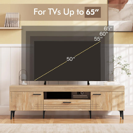 Dreamade TV Stand for TV up to 65 Inches, Mid Century Modern Entertainment Center with 2 Cabinets