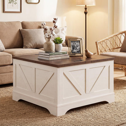 Dreamade 31.5" Square Farmhouse Lift Top Coffee Table with Storage