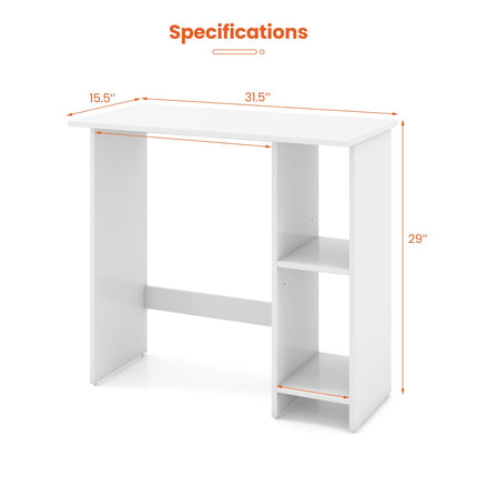 Dreamade Small Desk, Compact Study Writing Desk with 3-Position Adjustable Shelf, Anti-Toppling Kit