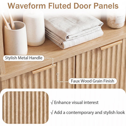 Dreamade 68" Tall Corner Cabinet with Fluted Doors